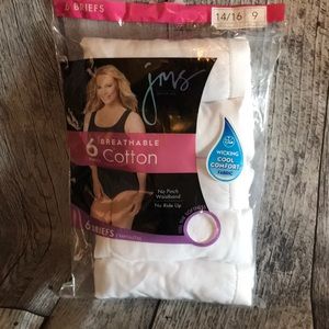 Just My Size ~ Women's Brief Underwear Panties 6-Pair Cotton White ~ 9
